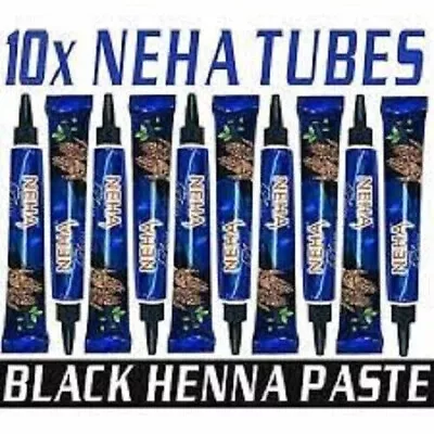 10 X Neha Herbal Mehendi Black Tattoo Paste Tubes Temporary Tattoo • $17.21