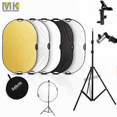 5 In 1 Collapsible Light Reflector Stand Kit Photography Studio Multi Disc Panel • $26.99