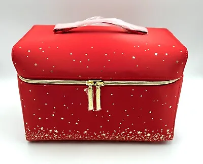 Estee Lauder  Train Case Bag 2022 Limited Edition ~Red / Gold Stars~ With Handle • $10.99