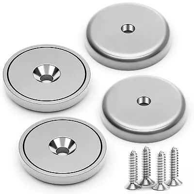 4Pack Neodymium Round Base Cup Magnet 100LBS Strong Rare Earth Magnet Heavy Duty • $12