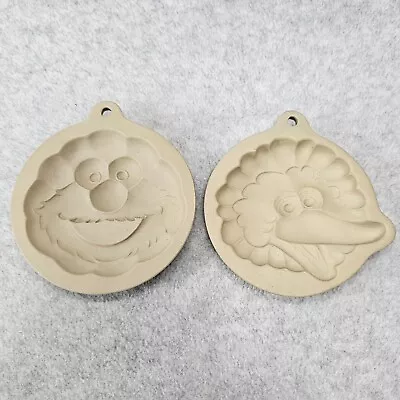 Henson Sesame Street VTG Big Bird & Elmo Ceramic Cookie Molds Set Of 2 • $10.99