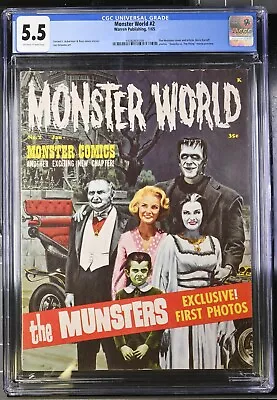 1965 Monster World Magazine 2 The Munsters Cover CGC 5.5 Godzilla Warren RARE • $135.99