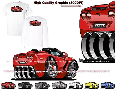 Corvette C6 Model Convertible Paint Colors DigiRods Cartoon Car Art T Shirt S-5X • $22.95