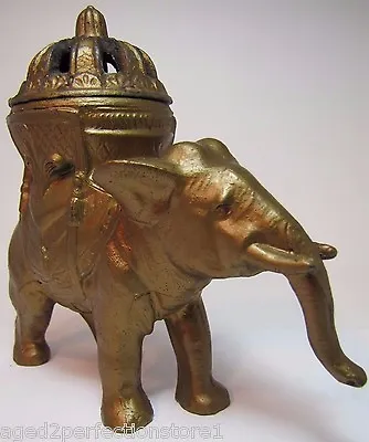 1920s VANTINES ELEPHANT Art Deco Incense Burner Original Old Gold Paint • $295