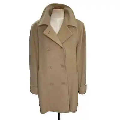 $100 • Buy Larry Levine Designs Vintage Double Breasted Camel Hair Car Pea Coat Size 18