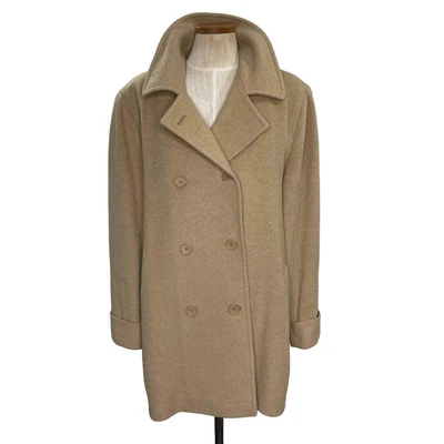 $100 • Buy Larry Levine Designs Vintage Double Breasted Camel Hair Car Pea Coat Size 18