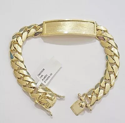 Ladies 14k Gold ID Bracelet Miami Cuban Solid Link 10mm Name Plate 7  Box Lock • $2627.27