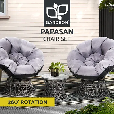 $364.95 • Buy Gardeon Outdoor Lounge Setting Furniture Papasan Chair Table Wicker Sofa Garden