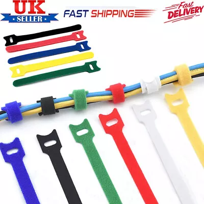 100Pcs Reusable Ties Hook And Loop Fastener Tape Nylon Velcros Cable Ties Straps • £7.85