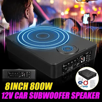 8'' 800W Active Underseat Car Bass Box Audio Subwoofer Sub Speaker Amplifier 12V • £87.59