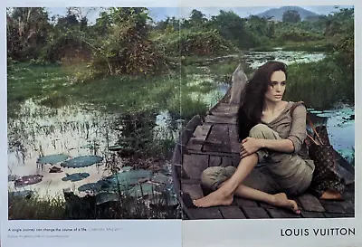 2011 Louis Vuitton Angelina Jolie Cambodia Boat Lily Pond Photo Vintage Print Ad • $12.99