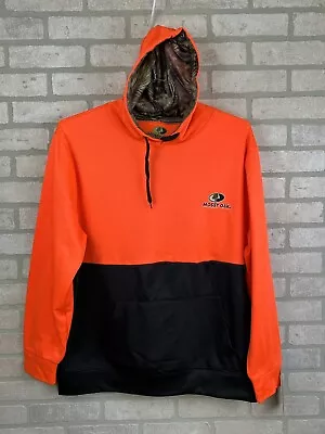 Mossy Oak Mens Large Bright Orange & Black Hooded Sweatshirt 100% Polyester • $26