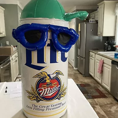 Rare! Miller Lite Inflatable Beer Can With Hat & Sunglass (30” Tall X 12” Dia) • $13.15