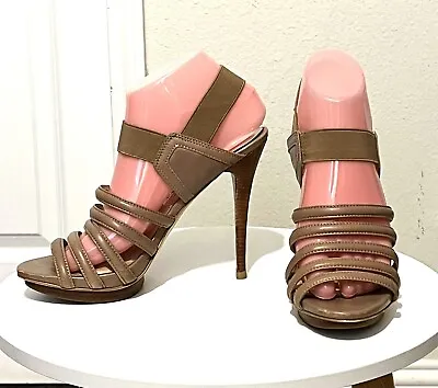 Michael Kors Leather Tonne Strappy Platform Heels In Taupe US Size 8M • $20
