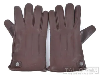 COACH Solid Brown GOAT LEATHER Lined Mens Luxury Gloves - XL • $55