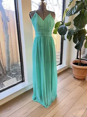 Lulus Mint Green Chiffon  Cross Open Back Maxi Size Small Wedding Guest • $19.99