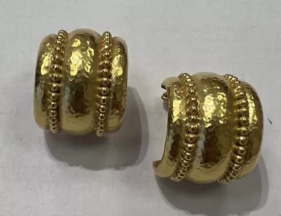 Elizabeth Locke Amalfi Granulated 19k Gold Huggie Earrings • $3900