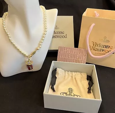 Vivienne Westwood Perfume Bottle Pearl Necklace Chocker Gold Tone With Box • $97