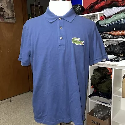 Lacoste BIG Croc 100% Cotton Blue Short Sleeve Polo Shirt Golf Sz 6 L A7 • $25