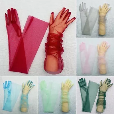 £3.94 • Buy Women Sheer Long Gloves Tulle Mesh Arm Sun Protection Gloves Wedding Bridal