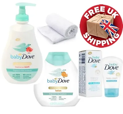 £11.85 • Buy Baby Dove Fragrance Free Moisture 4 Piece Gift Set Lotion Wash Cream + Towel