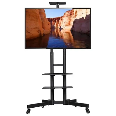 32 To 75in Height-Adjustable Mobile TV Stand Rolling TV Cart W/ Lockable Wheels • $73.99