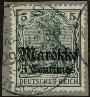 Germany 1911 FES Mi47 CDS Morocco Marokko 5c On 5pf USED 102623 • $30.80