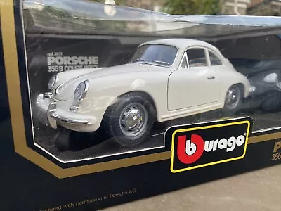 Burago 1/18 Vintage Porsche 356B Coupe  (1962) Die Cast Model Car White  Boxed • $50.53