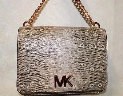 Michael Kors Small Embossed  Leather  W/ Rose Gold Turn Lock & Chain AO4042663 • $69.95