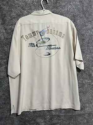 Tommy Bahama Mens Silk Shirt Extra Large Mix Masters Golf Martini Cream Beige • $38.87