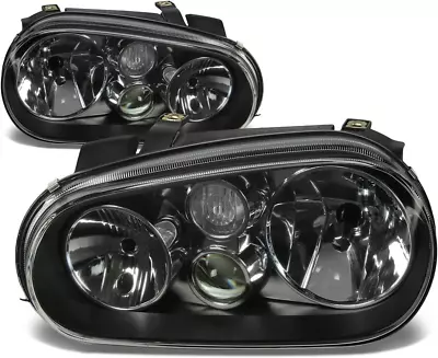 Pair Of Black/Clear Lens Headlights Compatible With VW 99-06 Golf / 99-02 Cabrio • $148.33