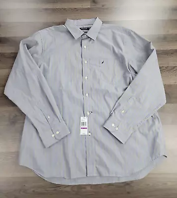 Nautica Long Sleeve Button Down Men's Shirt 100% Cotton Slim Fit XXL Stripe NWT • $19.95