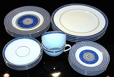 Vintage CHRISTOFLE Oceana Bleu & Byzance Micro Gold Fine Porcelaine Dinnerware • $109.95
