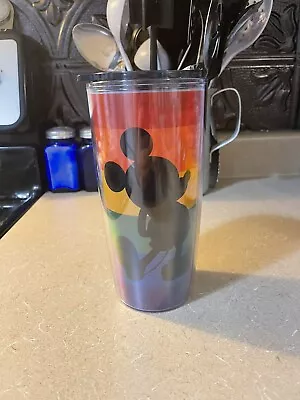 Disney Mickey Mouse Rainbow Love Travel Water Coffee Tumbler Cup Mug * NEW * • $18