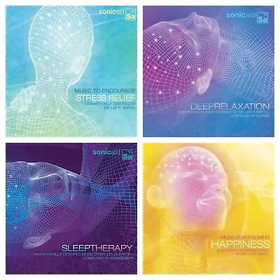 4 Good Sonic Aid Music CD's Lot HAPPINESSSTRESS RELIEFRELAXATIONSLEEP THERAPY • $14.69