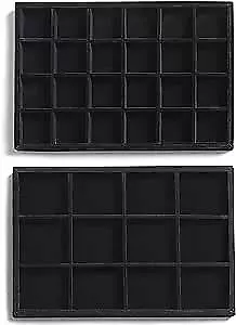  Stackable Velvet Jewelry Organizer Trays For Drawers Inserts Set 2 Black • $28.34