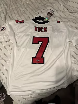 Michael Vick Auto Mitchell & Ness Atlanta Falcons White Jersey Beckett COA • $4.99