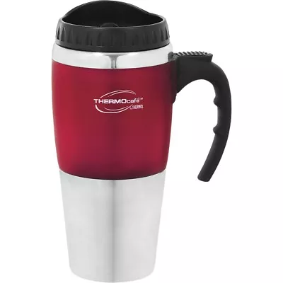 Thermos STAINLESS STEEL VACUUM INSULATED Cafe Travel Mug Double Wall Red 450ml • $22.99