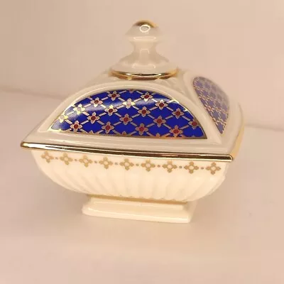 Lenox Trinket Box Blue White Majestic Royal Lapis Box • $15.99