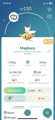 $15 • Buy ✨Pokémon Go Shiny Magikarp Trade CP✨ Same Day Trade Or 30 Day Friendship.✨