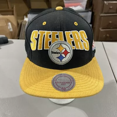 Pittsburgh Steelers Hat Cap Mens Snapback Black Mitchell Ness Vintage Collection • $17