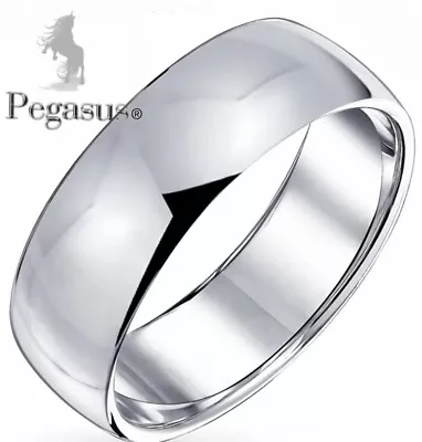 SIZE V -  Men’s Highly Polished Silver 5mm Wide Dome Band Ring • £5.99