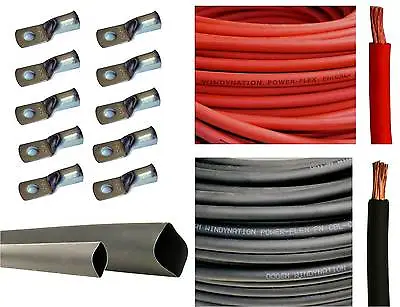 2/0 Gauge 2/0 AWG Red Or & Black Welding Battery Cable + Cable Lugs Heat Shrink  • $185.25