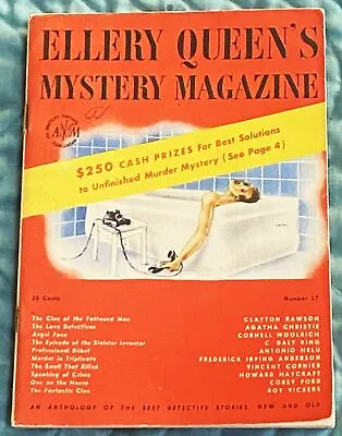 Cornell Woolrich Agatha Christie / ELLERY QUEEN'S MYSTERY MAGAZINE DECEMBER 1946 • $59.50