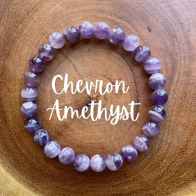 Natural Amethyst Stone Beaded Bracelet Purple Crystal Stretch Healing Bracelet • $11.90
