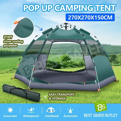 $89.75 • Buy 5 Person Camping Beach Tent Camping Shelter Pop Up Instant Shade Outdoor Hiking