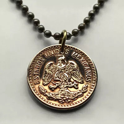 1947 Mexico 1 Cent Coin Pendant Mexican Eagle Ecatepec Guadalajara Puebla 000495 • $16.99