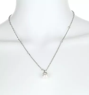 $55 • Buy Nadri Silver Faux Pearl Pendant Elegant Chain Link 10'' Necklace $75