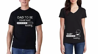 Pregnancy # Funny Couple Shirts SET Baby Loading Dad To Be Maternity Baby Shower • $28.99