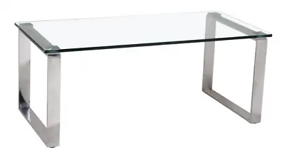 £99.99 • Buy Coffee Table Clear Tempered Glass Top Stainless Steel Legs